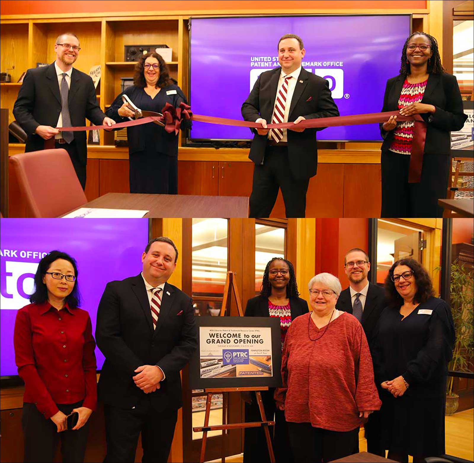 Ribbon cutting for Patent and Trademark Resource Center